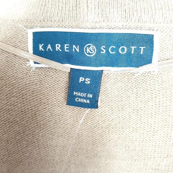 Karen Scott Open Front Cardigan PS Tan 387 - Picture 4 of 5